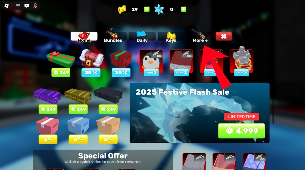 Step 2: More (Gun Icon)